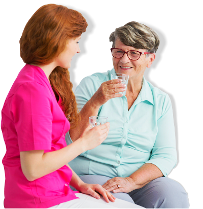 nurse and elderly woman