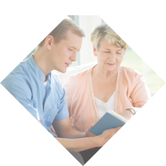 nurse and elderly woman
