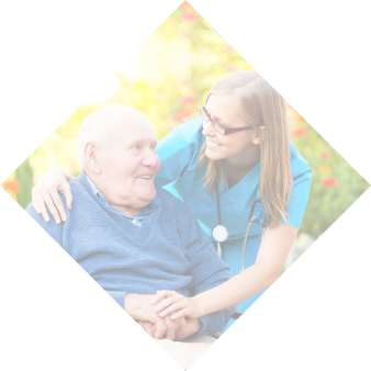 nurse talking to an elderly man