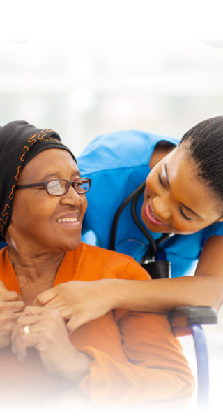 nurse and elderly woman